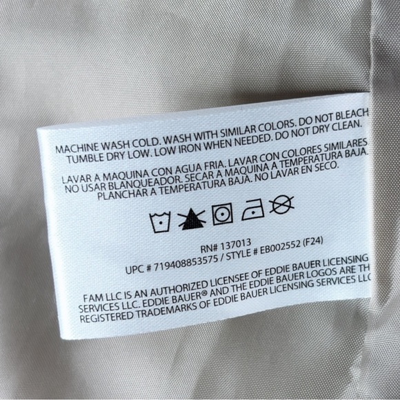 Eddie Bauer Taupe Puffer Coat sz S * Neutral Parka Packable Travel Jacket - Picture 11 of 13